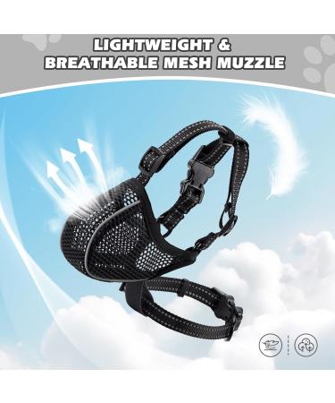 BONTHEE Dog Muzzle Mesh Soft Muzzle for Small Medium Large Sized Dogs Breathable Reflective Adjustable Puppy Muzzles with Collar for Scavenging Grooming Biting Chewing Allows Panting and Drinking XXL - Buy Online on SooperMarket.com
