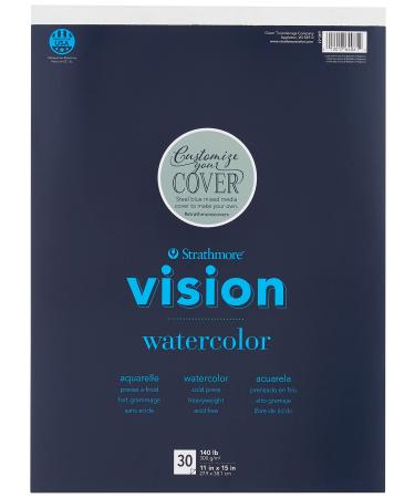 Strathmore Vision Cold Press Watercolor Pad 11"X15"-140lb, 30 Sheets -62640610 11x15 Watercolor