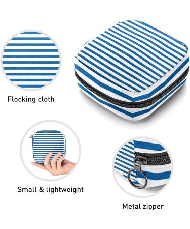 Blue & White Stripes Sanitary Napkin Storage Bag | Menstrual Cup & Nursing Pad Holder | Portable Period Pouch for Women & Teen Girls - Multi-Colored | 1Pc - Buy Online on SooperMarket.com