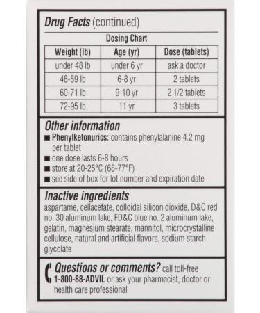 Advil Junior Chewable Ibuprofen Tablets Grape 100mg - 240 Tablets Pack - Buy Online on SooperMarket.com