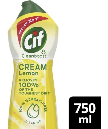 Cif Lemon Cream Cleaner 750 ml - 100% Natural Cleaning Particles - Multipurpose Surface Cleaner - Pack of 1 - Buy Online on SooperMarket.com