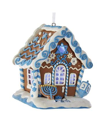 Kurt Adler Gingerbread Led Hanukkah House Ornament