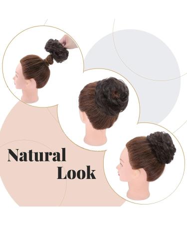 Thick Messy Curly Hair Bun Extension | Synthetic Updo Scrunchie - Brown 45g Reddish Brown - Buy Online on SooperMarket.com