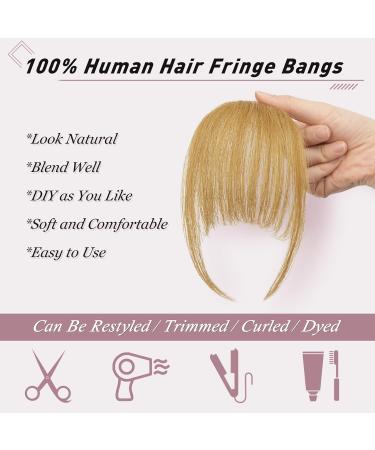 RUWISS Ash Blonde Clip in Human Hair Fringe Extensions - Wispy Bangs for Women - Daily Wear Hairpieces - Buy Online on SooperMarket.com