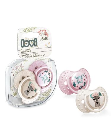 LOVI Dynamic Pacifier Wild Soul Collection - BPA-Free Silicone 2 Pack for 6-18 Months - Wild Soul Girl - Buy Online on SooperMarket.com