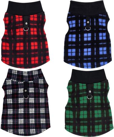 Rbenxia Buffalo Plaid Dog Sweaters 4-Pack | Soft Fleece Vest Pullover for Small Pets | Winter Outfits for Dogs and Cats - Buy Online on SooperMarket.com