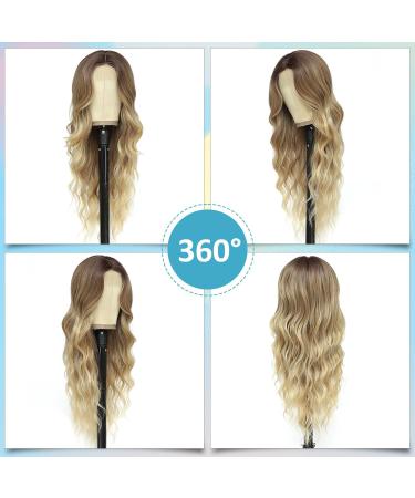 Mabufun Middle Part Curly Synthetic Wig - Ombre Blonde | Heat Resistant Fiber, Natural Look for Daily & Party Wear - Buy Online on SooperMarket.com