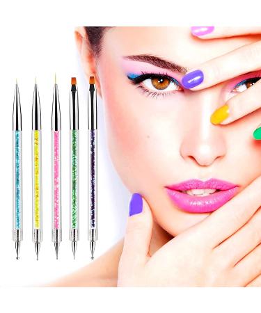 ANGENIL 5 Pcs Acrylic Nail Art Brushes & Dotting Pen Set for DIY Manicure | Nail Art Tools for Drawing, Painting, and Point Drill Designs - Buy Online on SooperMarket.com