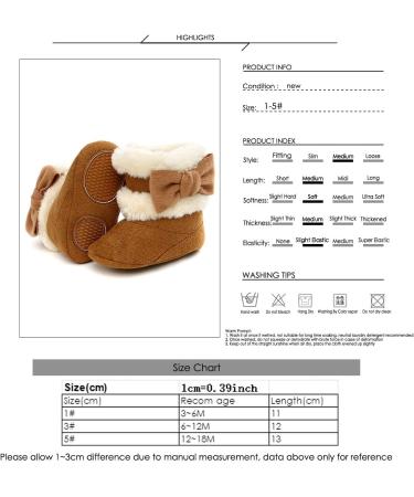 Yinuoday Winter Baby Girls Anti-Slip Snow Boots 3-6 Month Infant Dark Brown - Warm Prewalker Newborn Shoes - Buy Online on SooperMarket.com