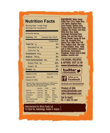 BFree Sweet Potato Wrap Tortillas - Gluten Free, Wheat Free, Vegan, Dairy Free (Pack of 2) - Buy Online on SooperMarket.com