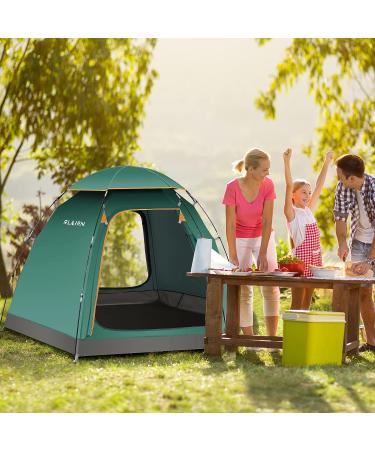 RLAIRN 4 Person Waterproof Camping Tent | Pop Up Instant Family Tent with Windproof Ropes | Ultralight & Anti-UV | Ideal for Camping, Hiking, Outdoor Activities | Green - Buy Online on SooperMarket.com