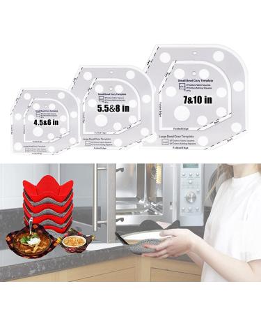 Liberal Brightdeer Bowl Cozy Pattern Template,2022 New DIY Craft Stencil Cut on Fold Template Sewing,Clear Acrylic Bowl Wrap DIY Kitchen Art Craft for Hot and Cold Food Bowl Rack 6+8+10 inch