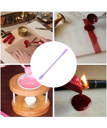 Versatile Silicone Double-End Spatula for Cooking & Cosmetics - Anti-Brewing Stamp Wax Scrap Tool in Violet - Buy Online on SooperMarket.com