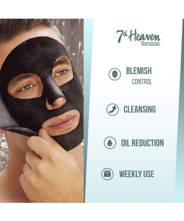 7th Heaven Charcoal Black Dexot Sheet Mask for Men with Charcoal and Green Tea to Draw Out Dirt Absorb Excess Sebum and Minimise Pores for a Rejuvenated Complexion - Ideal for All Skin Types - Buy Online on SooperMarket.com