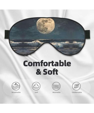 Moon and Sea Print Double-Sided Eye Mask Soft and Light Blocking for Enhancing Sleep Quality - Buy Online on SooperMarket.com