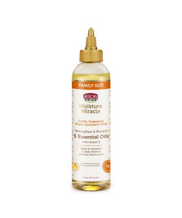 African Pride Moisture Miracle 5 Essential Oils - Contains Castor, Grapeseed, Argan, Coconut & Olive Oil, Seals in Moisture & Adds Shine to Hair, Vitamin E, 8 oz 8 Fl Oz (Pack of 1)