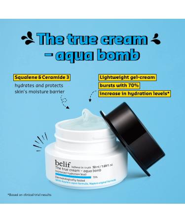 Belif Aqua Bomb Poolside Hydration Set - 26-Hour Hydrating Antioxidant Skincare Kit with Soothing Herbs - Includes Aqua Bomb, Cleansing Balm, Toner & Eye Bomb - Buy Online on SooperMarket.com