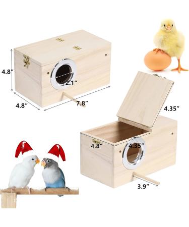 Wooden Parakeet Nesting Box with Coconut Fiber Toy - Ideal for Cockatiel Lovebirds Budgie Finch Canary - 7.8x4.8x4.8 - Buy Online on SooperMarket.com
