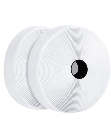 1 Inch x 29.5 Ft Hook and Loop Tape  Strips with Adhesive  Strong Double Sided Self Adhesive Heavy Duty Strips for Home Office School Car and Crafting Organization  White