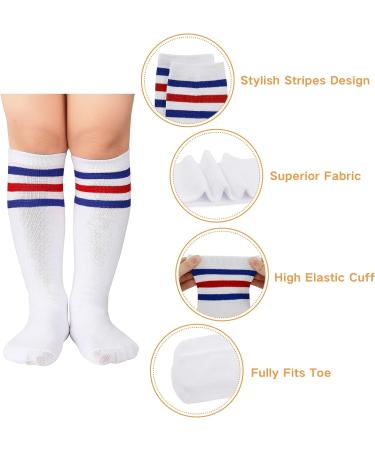 Komorebi Kids Toddler Soccer Knee High Tube Socks - Three Stripes Cotton Uniform Sports Stocking - Pure Purple - Buy Online on SooperMarket.com