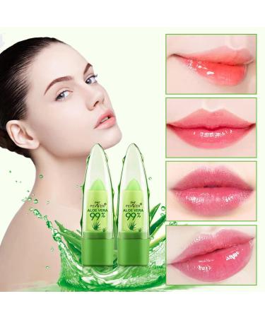 2-Pack Aloe Vera Lipstick: Long-Lasting, Nutritious & Moisturizing Lip Care | Magic Color Changing Crystal Jelly Lipstick | Matte Makeup Tinted Lip Balm (Green A) - Buy Online on SooperMarket.com