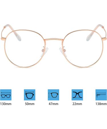 Joxigo Blue Light Filter Glasses - Retro Round Metal Frame UV Protection Anti-Fatigue - Includes Pink Gold Glasses Case - Buy Online on SooperMarket.com