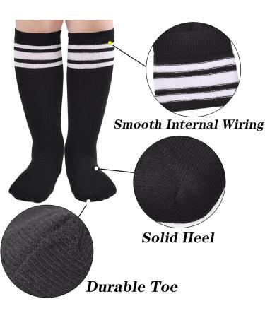 Kids Soccer Socks Toddler Striped Knee High 3-5T Cotton Sports Socks - Black/White (2 Pairs) - Buy Online on SooperMarket.com