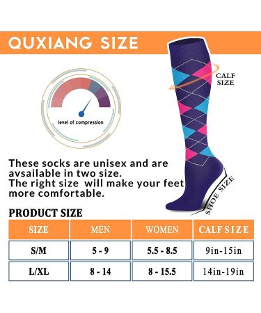 QUXIANG Compression Socks 15-20 mmHg for Women & Men - Medical Grade for Running, Nursing, Travel - Large-X-Large, 015 Black/Blue/Red/Green/White/Pink - Buy Online on SooperMarket.com