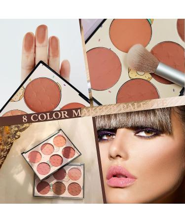 6 Colors Blush Palette with Brush - Matte & Shimmer Powder Blush for Glam Makeup Look | Contour & Highlighter Palette - Buy Online on SooperMarket.com