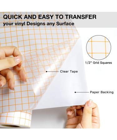 Vinyl Transfer Tape - 12 x 70 FT with Orange Alignment Grid - Medium Tack for Silhouette Cameo, Cricut - Ideal for Decals, Signs, Windows, Stickers - Buy Online on SooperMarket.com