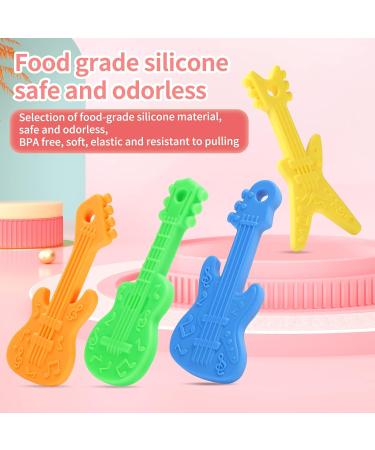 Meartchy 4 Pack Cartoon Guitar Teething Toys for Babies 0-24 Months - Silicone Chew Toy Set - Buy Online on SooperMarket.com