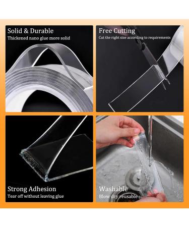 Double Sided Tape Heavy Duty Removable Mounting Tape Picture Hanging Strips Poster Tape for Walls Adhesive Transparent Tape for Carpet Rug Household O2Rolls(1.18inx6.5ft+0.39inx6.5ft) - Buy Online on SooperMarket.com