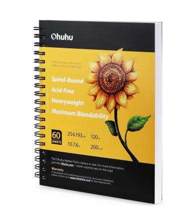 Ohuhu Marker Pads Art Sketchbook, 7.6"x10" Large Paper Size, 120LB/200GSM Heavy Smooth Drawing Papers, 60 Sheets/120 Pages, Spiral Bound Sketch Book for Alcohol Markers Christmas Gift 7.6" 10"