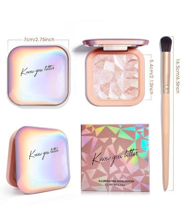 PINK GOLD Highlighter Makeup Palette - Shimmer Contour Powder for Brightening & Long-Lasting Illumination with Mirror - Cheek Highlighter Makeup - Buy Online on SooperMarket.com