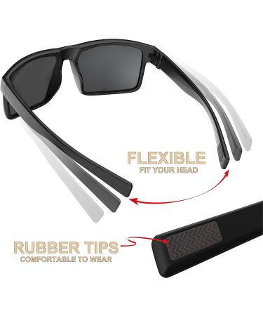 QOOL TIMES Rectangle Polarized Fishing Sunglasses for Men and Women - Wood/White Blue Mirror - Buy Online on SooperMarket.com