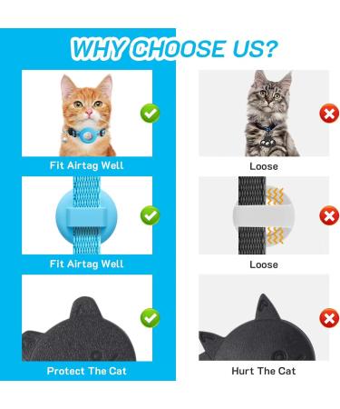 Lafayi 2 Pack Reflective Cat Collar with Airtag Case Adjustable GPS Tracker Personalized with Bell & Safety Lock - Blue - Buy Online on SooperMarket.com