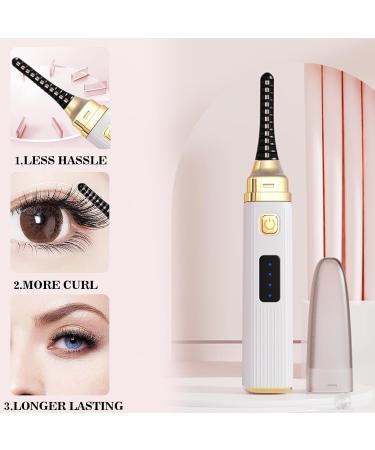 Heated Eyelash Curler Electric Eyelash Curler with 3 Temperature Modes Heated Eyelash Curler USB 15s Fast Heating Eyelash Curler Long-Lasting Curl for All Eyelashes White - Buy Online on SooperMarket.com