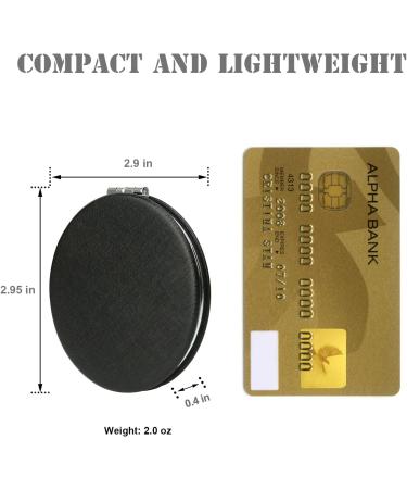 Compact Vanity Makeup Mirror | Elegant Black Travel Cosmetic Mirror for Men, Women, and Girls | Portable Handheld Magnifying Mirror for Pocket, Purse, Wallet - Buy Online on SooperMarket.com