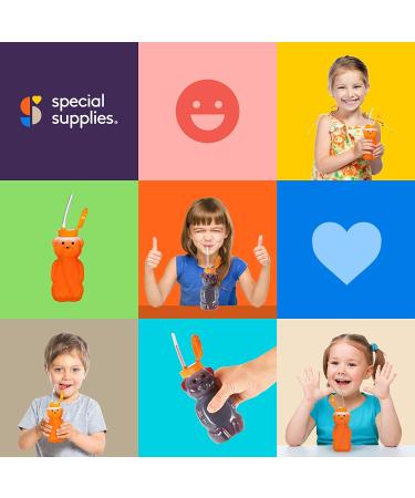 Special Supplies Honey Bear Straw Cup Long Straws 3-Pack - Squeezable Therapy Drink Container for Special Needs - Spill Proof, Leak Resistant Lid - Buy Online on SooperMarket.com