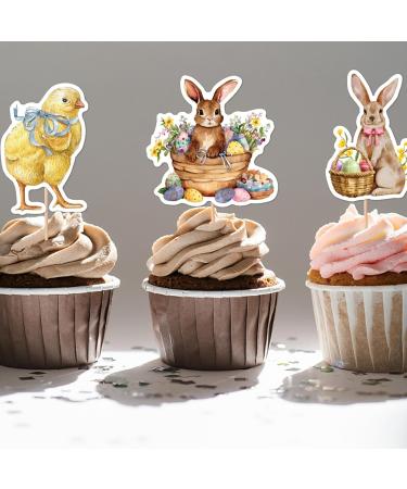 Teksome Easter Cupcake Toppers - Bunny Cake Topper Easter Cake Decorations 8pcs Bunny Easter Egg Cake Food Picks for Happy Easter Spring Theme Party Decorations - Buy Online on SooperMarket.com