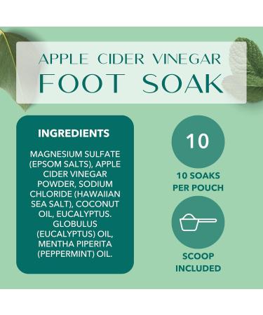 Laki Naturals Apple Cider Vinegar Foot Soak - Detox & Pedicure Treatment with Epsom Salt & Hawaiian Sea Salts (10 oz) | Refreshing Mint & Eucalyptus - Buy Online on SooperMarket.com