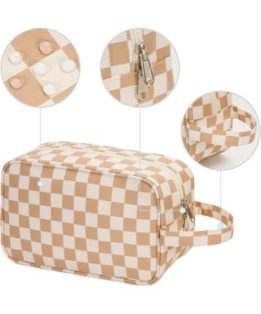 Travel Toiletry Wash Bag - Dopp Kit Shaving Bag for Men and Women - Toiletries Accessories - Light Brown - Buy Online on SooperMarket.com