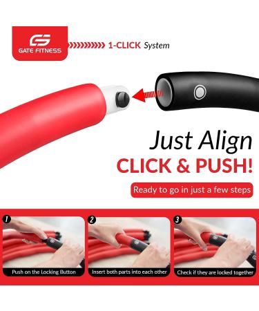 Gate Fitness Weighted Hula Hoop 3.1 lb for Adult Weight Loss - Red-Black 8 Segment Ring with Soft Foam Padding - Indoor/Outdoor Core Workouts for Fat Burning - Buy Online on SooperMarket.com