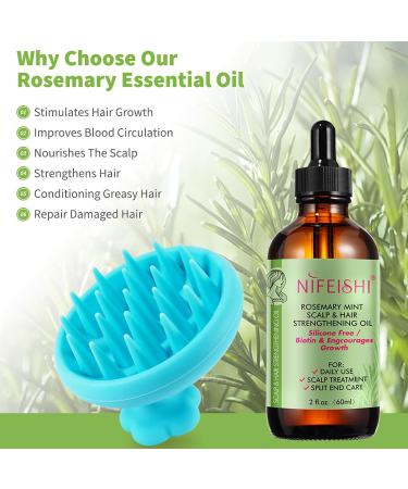 100% Organic Rosemary Oil for Hair Growth | Nourish Scalp & Stimulate Hair Growth with Essential Oil & Massager - Buy Online on SooperMarket.com