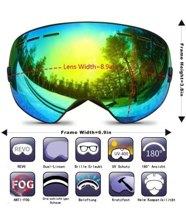 GANZTON Ski Goggles | Double Lens UV Protection & Anti-Fog | Unisex Snowboard Goggles for Men Women Boys & Girls - Black - Buy Online on SooperMarket.com