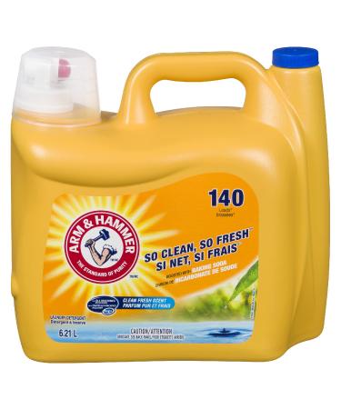 Arm & Hammer Laundry Detergent Liquid Soap Clean Fresh Scent 140 Loads 6.21 L Value Size