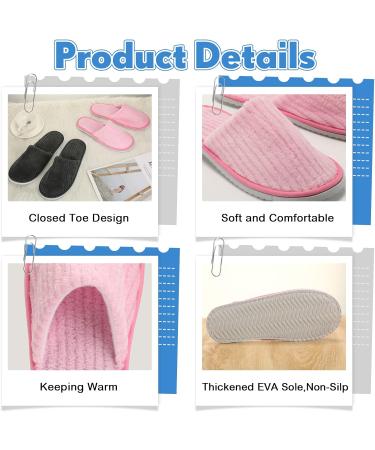 10 Pairs Disposable Home Slippers for Guests - Soft Washable Cotton Linen Spa Slippers Non-Slip & Breathable for Indoor Travel & Parties (Pink Gray - Buy Online on SooperMarket.com