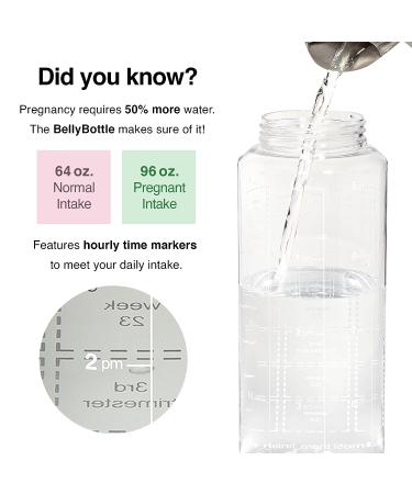 BellyBottle Pregnancy Water Bottle Tracker - BPA-Free, First Trimester Must-Have, Gifts for Women, Nausea Relief Essentials + Stickers & Straw - Buy Online on SooperMarket.com