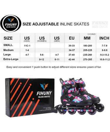 FIHUNY Adjustable Inline Skates for Kids and Adults with Light Up Wheels Roller Blades Skates for Girls and Boys Women C pink Large-Youth & Adult(4-7 US) - Buy Online on SooperMarket.com