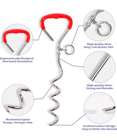 JETOP Heavy Duty Dog Stake & 10 ft Dog Chains Steel Spiral Ground Dog Spike for Outdoor Yard and Camping Dog Camping Accessories for Puppy Pet and Medium Dogs (176 lbs of pull) (Red) - Buy Online on SooperMarket.com